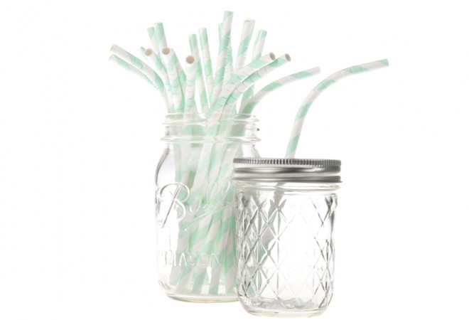 Bendy paper straws stripe mint