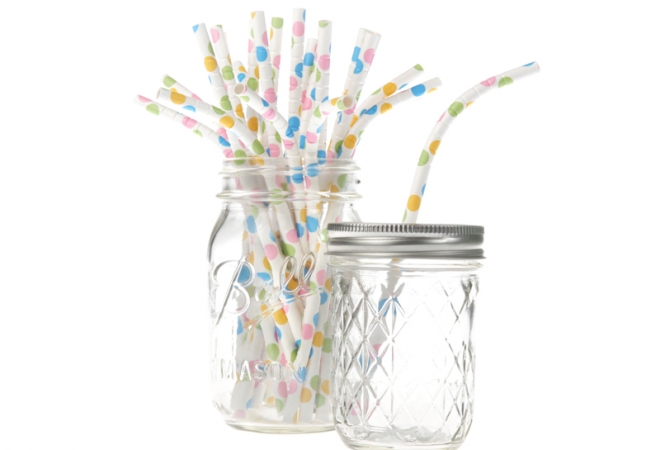Bendy paper straws Fancy dots - doos 600 stuks