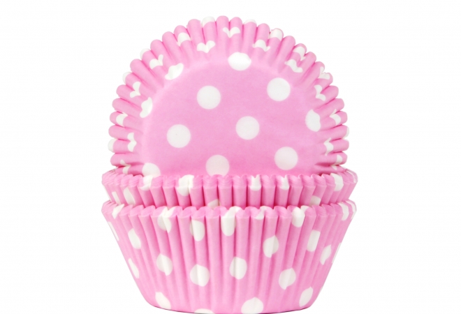 Baking cup Stip baby roze 50x33 mm