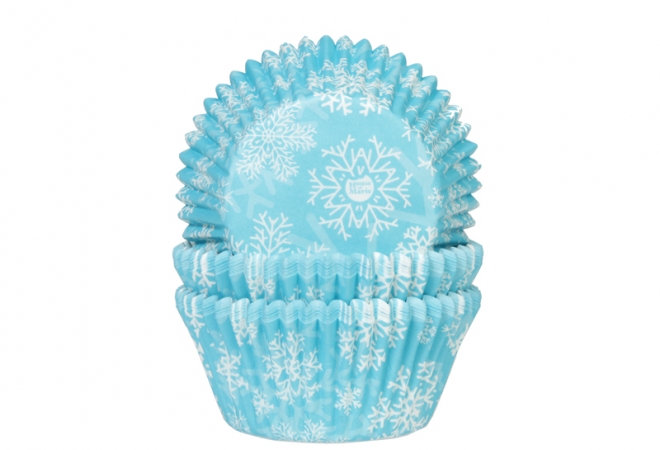 Baking cups sneeuwkristal blauw 50x33 mm