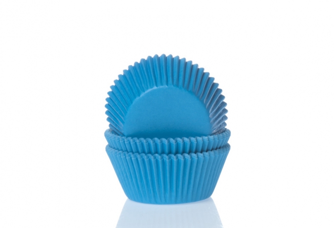 Baking cups mini effen Cyaan blauw 35x23mm