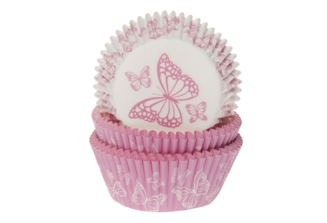 Baking cups Vlinder roze assorti 