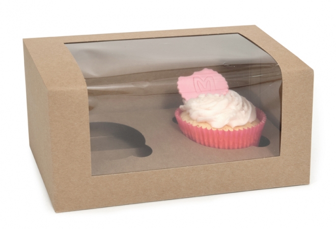 2 cupcake doos KRAFT met venster - verpakking 12 stuks