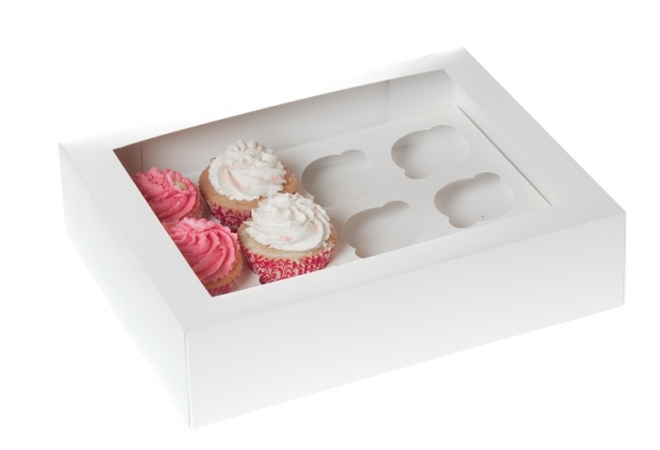 12 cupcakedoos WIT- 2 stuks in retailverpakking