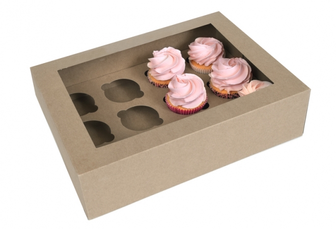 12 cupcakedoos KRAFT- 2 stuks in retailverpakking
