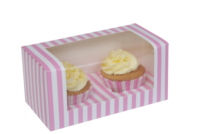 2 cupcake doos CIRCUS met venster  9cm hoog- verpakking 12 stuks