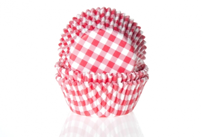 Baking cup Boerenbont ruit rood 50x33 mm