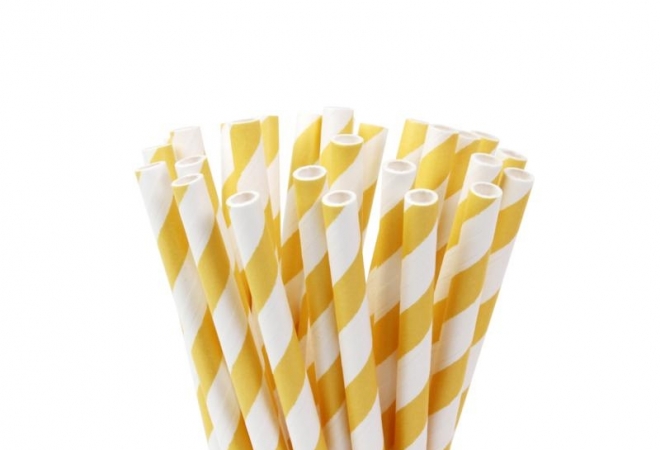 Cakepop paper straws Streep Zacht geel