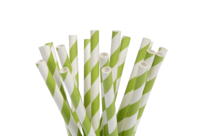 Cakepop paper straws stripes groen