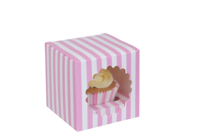 1 cupcake doos Circus roze met venster