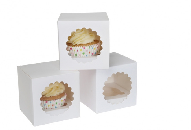 1 cupcakedoos Wit - 3 stuks in consumentverpakking