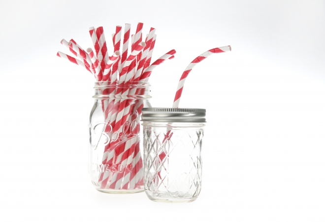 Bendy paper straws streep rood